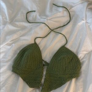 Green Crochet Halter Top